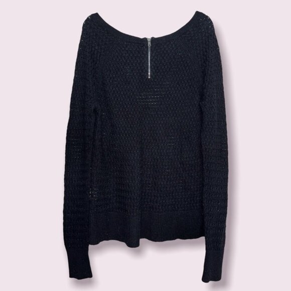 American Eagle Sheer Knit Sweater Black Sheer Lightweight Zip Womens Size Medium - Picture 2 of 9